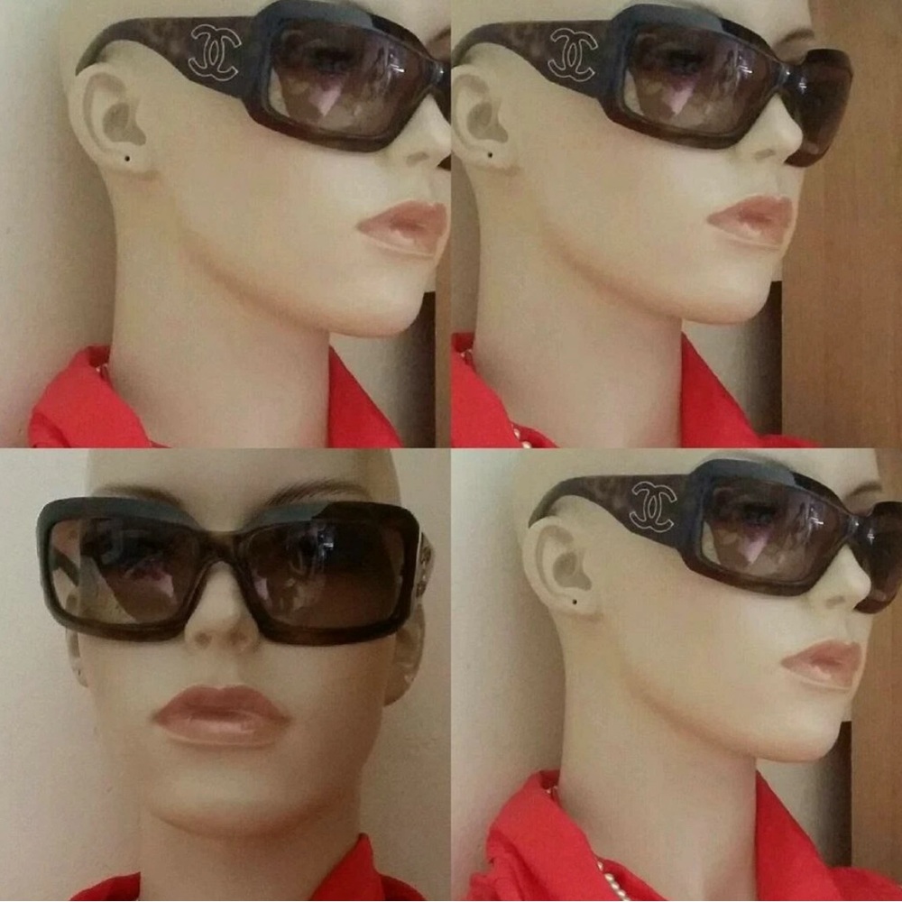 Authentic vintage Chanel brown crocodile embossed 6022 logo sunglasses - Picture 10 of 11